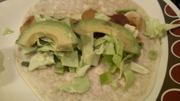 Cabbage on fish taco