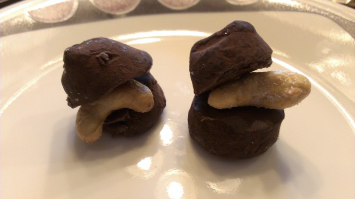 "Homemade" chocolate covered cashew truffles. 