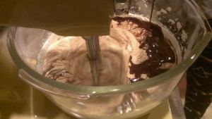 Mixing the mousse.