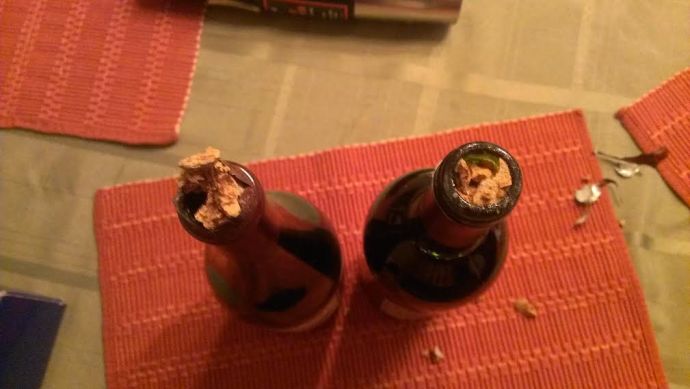 The corks had crumbled and were difficult to remove thanks to improper storage techniques. 